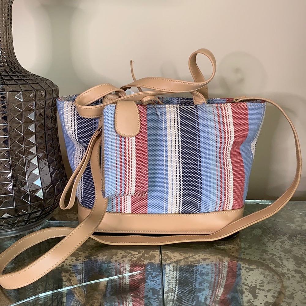 NWT CL America 2 PC Striped Purse & Pouch